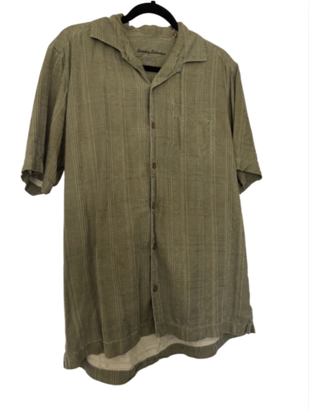 Tommy Bahama 100% Silk Camp Shirt Men’s M | Olive Green Button Up Resort Shirt